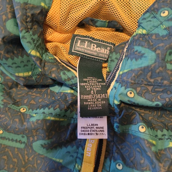 L.L. Bean Kids' Alligator Print Rain Jacket - Picture 2 of 4